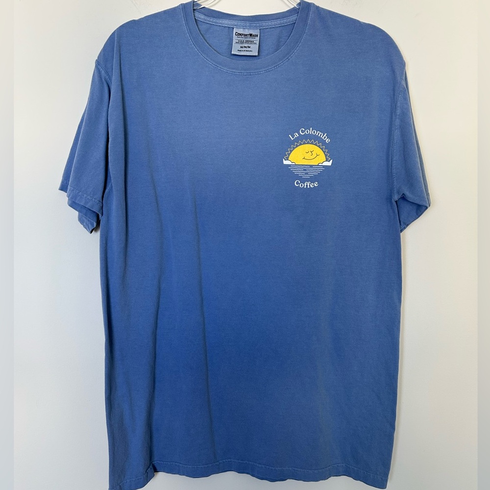 La Colombe Coffee‎ Blue Graphic T Shirt ComfortWash Size Medium